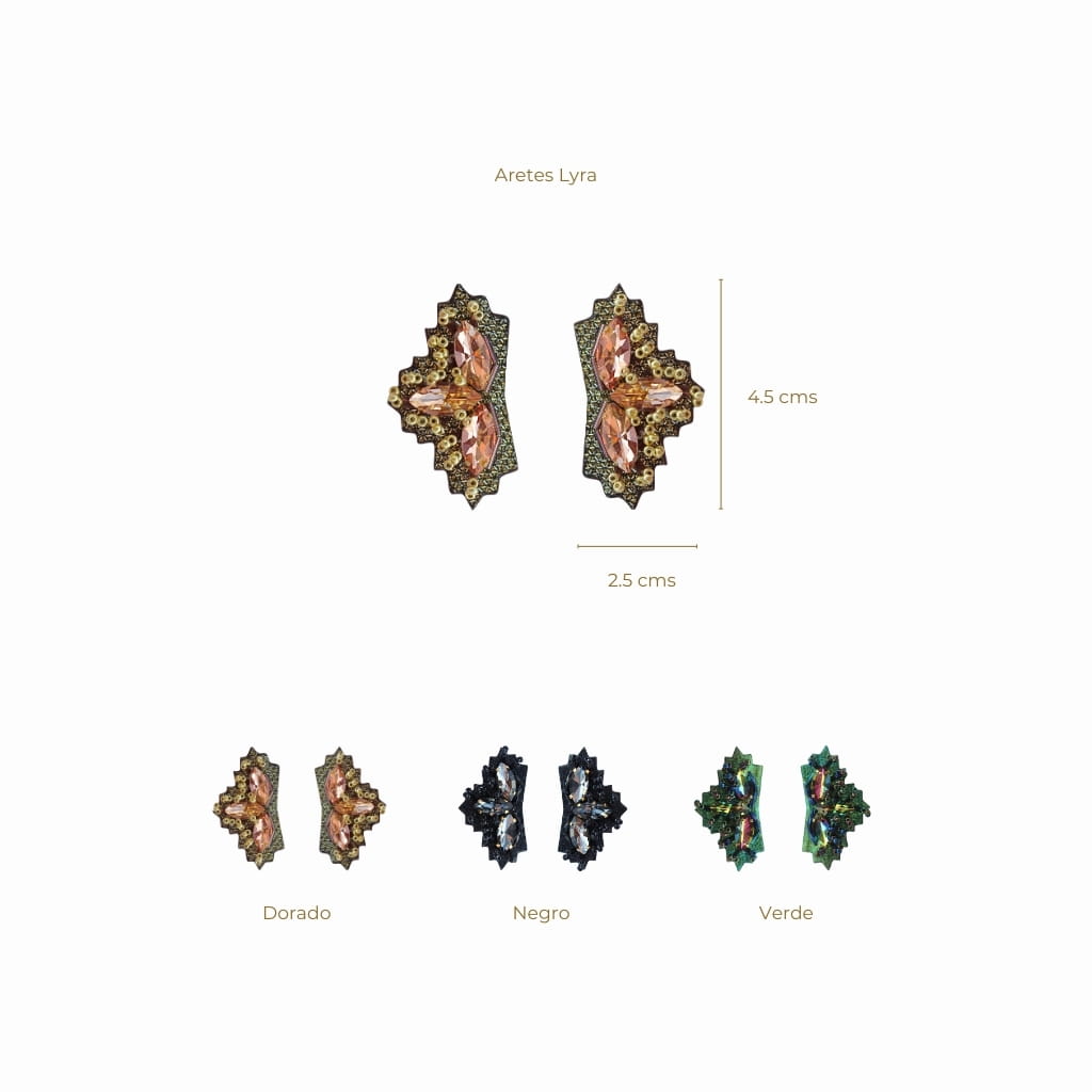 Aretes Lyra - Baño en oro 24k - Cuero Vegano
