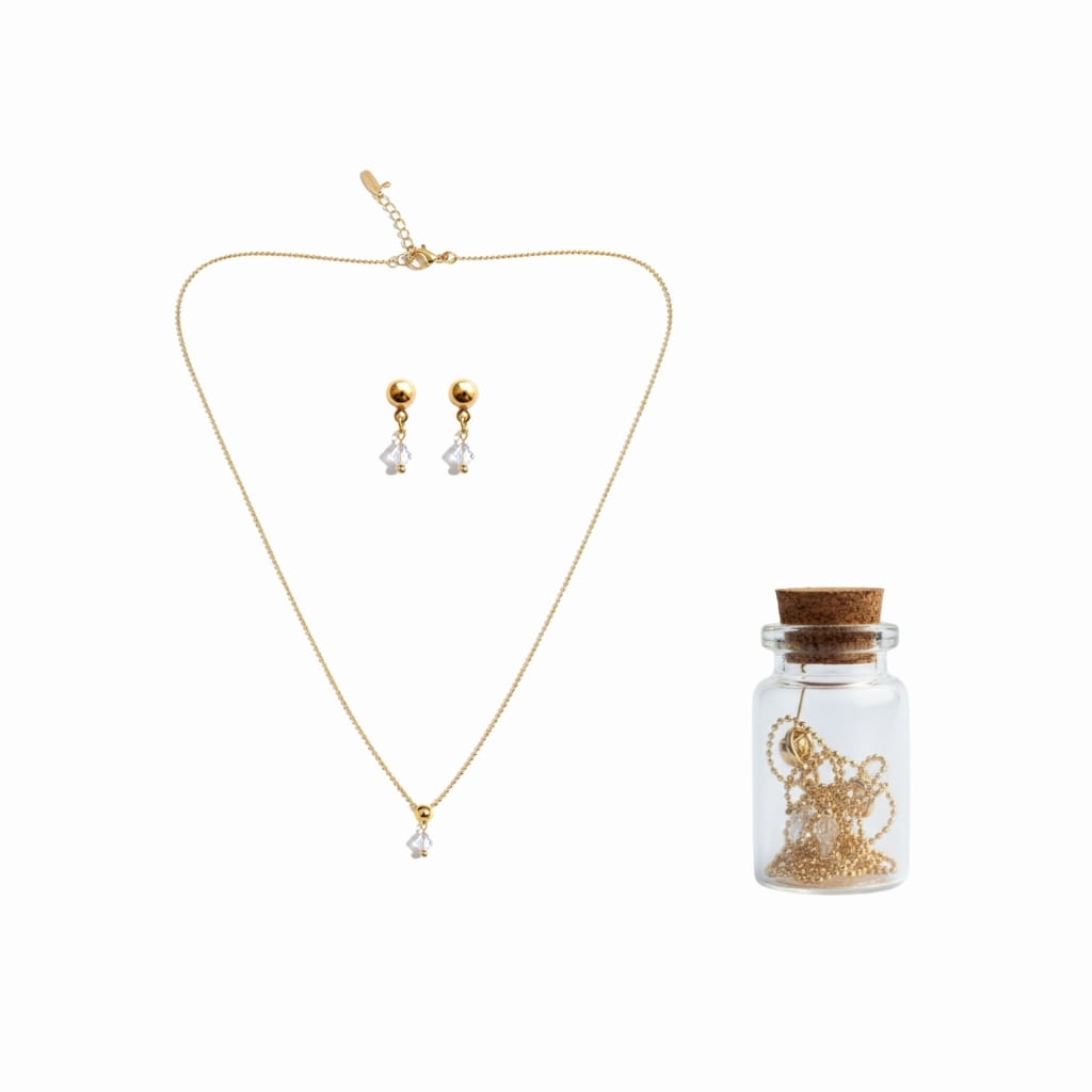 Kit de Collar y Aretes - Baño en Oro 24 Kilates