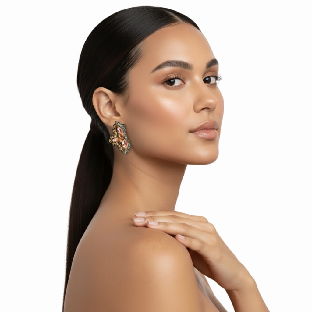 Aretes Lyra - Baño en oro 24k - Cuero Vegano