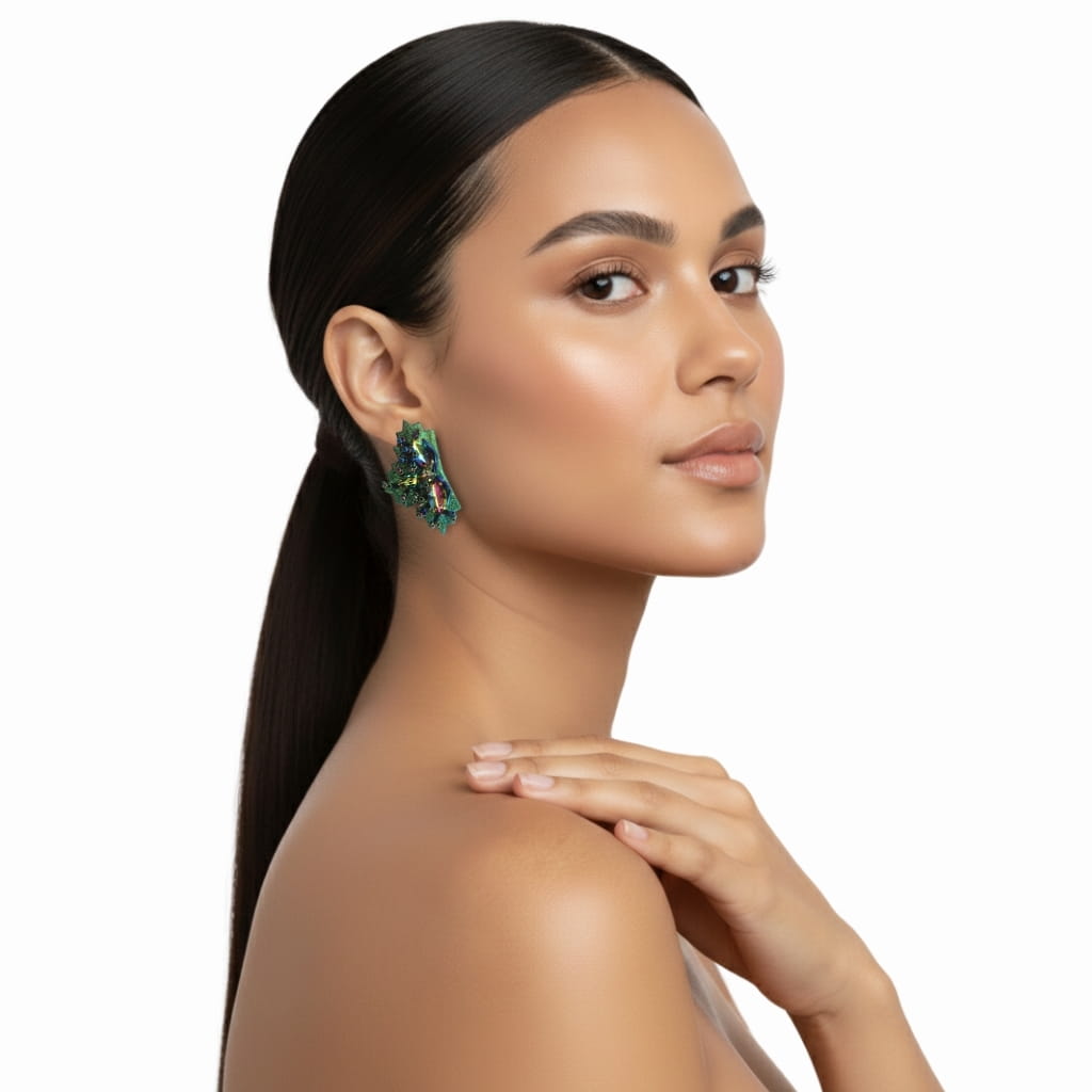 Aretes Lyra - Baño en oro 24k - Cuero Vegano