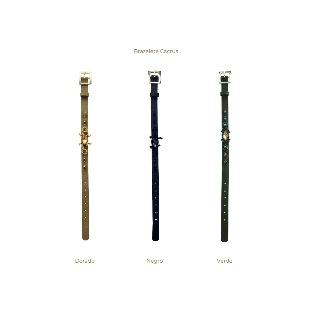 Brazalete Cactus - Cristales Premium y baño en oro