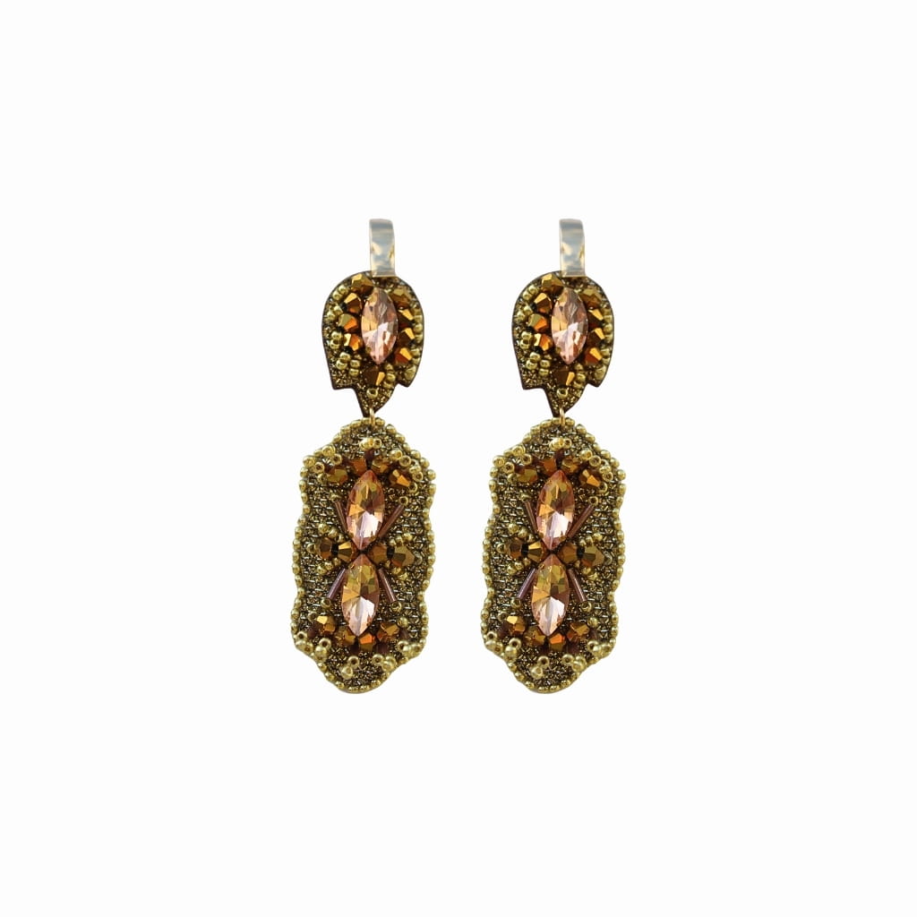 Aretes Arrecife - Cristales Premium - Baño oro 24k
