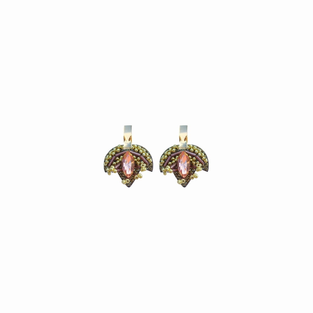 Aretes Flor de Lis · Baño de Oro 24K - Cuero Vegano