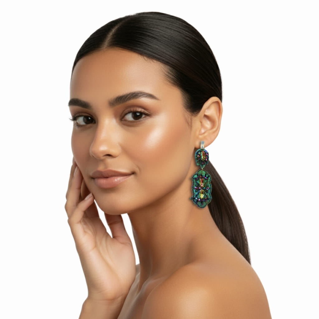 Aretes Arrecife - Cristales Premium - Baño oro 24k